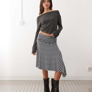 Max Edition Charcoal and White Asymmetrical Skirt